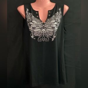 Brand New ETCYY Women’s Medium Butterfly Sleveless Tank Shirt Black